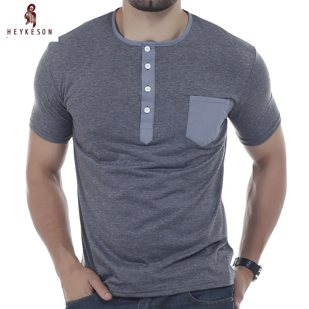 

HEYKESON Brand Men'S T Shirt 2018 Summer Fashion O-Neck Short-Sleeved Tees Male Solid color T-Shirt Slim Male Tops Tees DD04