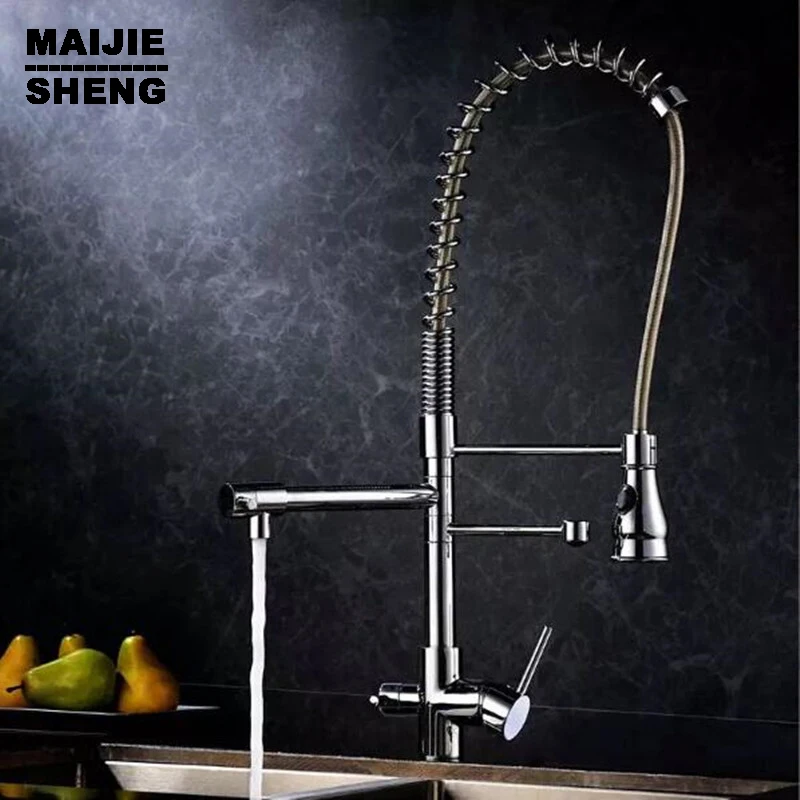 kitchen faucet 3 way double function filler Kitchen Faucet Three Way Tap for Water Filter Kitchen pull out with spray pure water