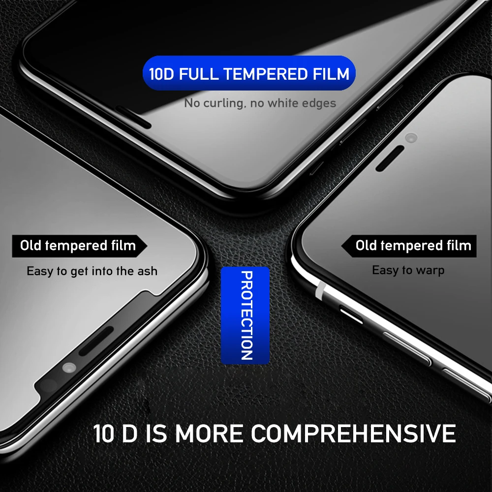  OTAO 10D Schutz Glas auf die Für iPhone 8 7 6 6 S Plus X XS MAX Glas Volle Abdeckung auf iPhone XR 