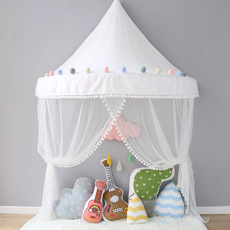 Палатка для детей принцесса кровать навес с кисточкой богемный Детская комната украшения хлопок дышащий Москитная сетка для младенцев