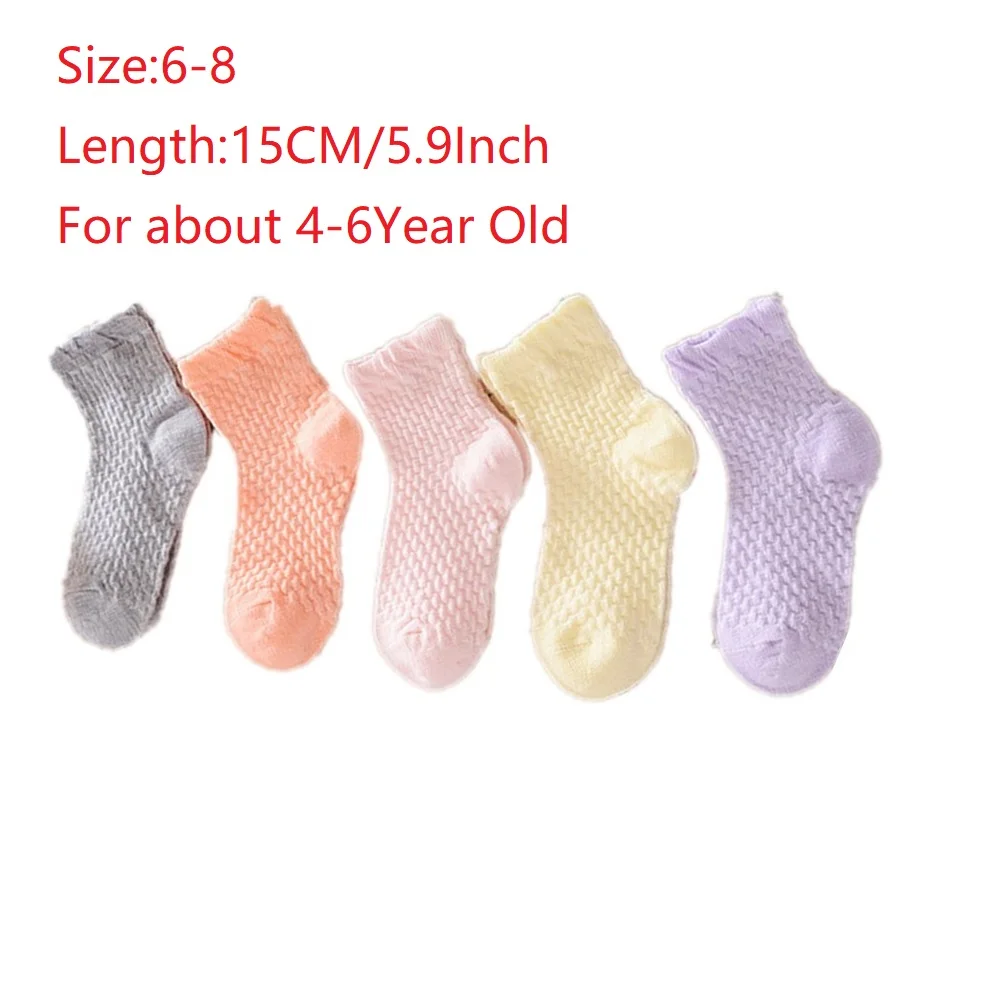 Girl Color Size XL Однотонные носки для маленьких девочек хлопковые детские короткие носки по голень пузырьковая сетка для мальчиков, носки-лодочки дышащие летние детские гольфы - Цвет: Girl Color Size XL