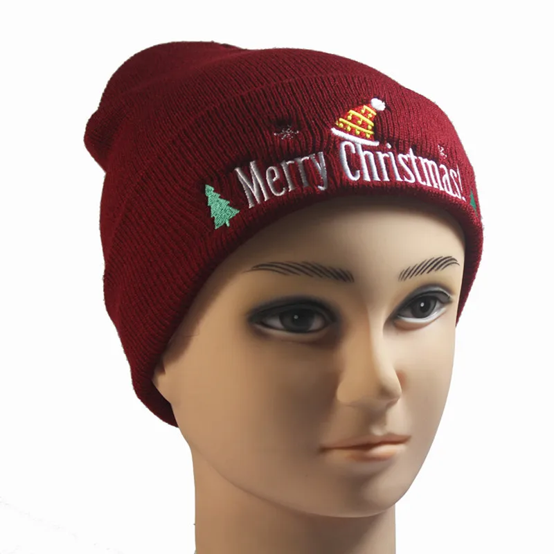 

2018 Winter Man Warm Christmas Day Fashion Skier Hat Casual For Men Women Unisex Knitted Hip-hop For Xmas Embroidery Snow Caps