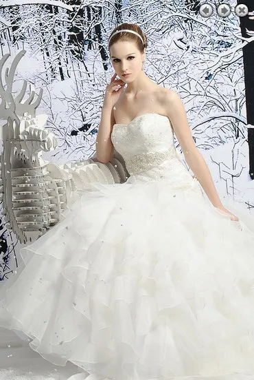 Gratis verzending 2016 vestidos formele nieuwe designer bridal Verwijderbare riem gown organza bal jurk plus size maxi trouwjurken