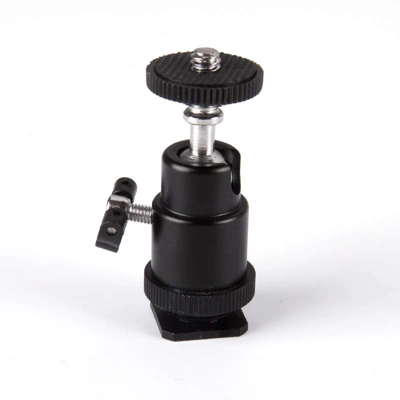 1/4 inch Black Tripod Ball Head Bracket Aluminum Hot Shoe Adapter