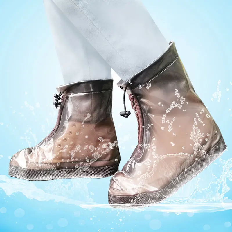 2 пары; Новинка; модные мужские и женские непромокаемые Нескользящие износостойкие непромокаемые туфли; плотные водонепроницаемые резиновые сапоги из ПВХ - Цвет: Coffee black