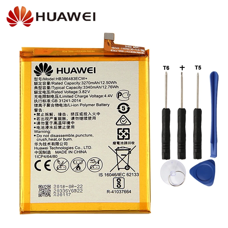 

Original Replacement Battery HB386483ECW+ For Huawei G9 Plus Honor 6X Maimang 5 G9Plus MLA-AL10 MLA-AL00 Authentic 3340mAh