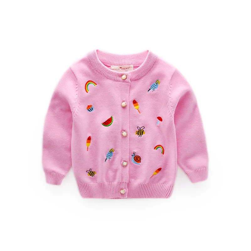 

Baby girls winter knitted sweaters girls rainbow and animal printed girls sweater embroidery printed winter girls cardigans 2-6T