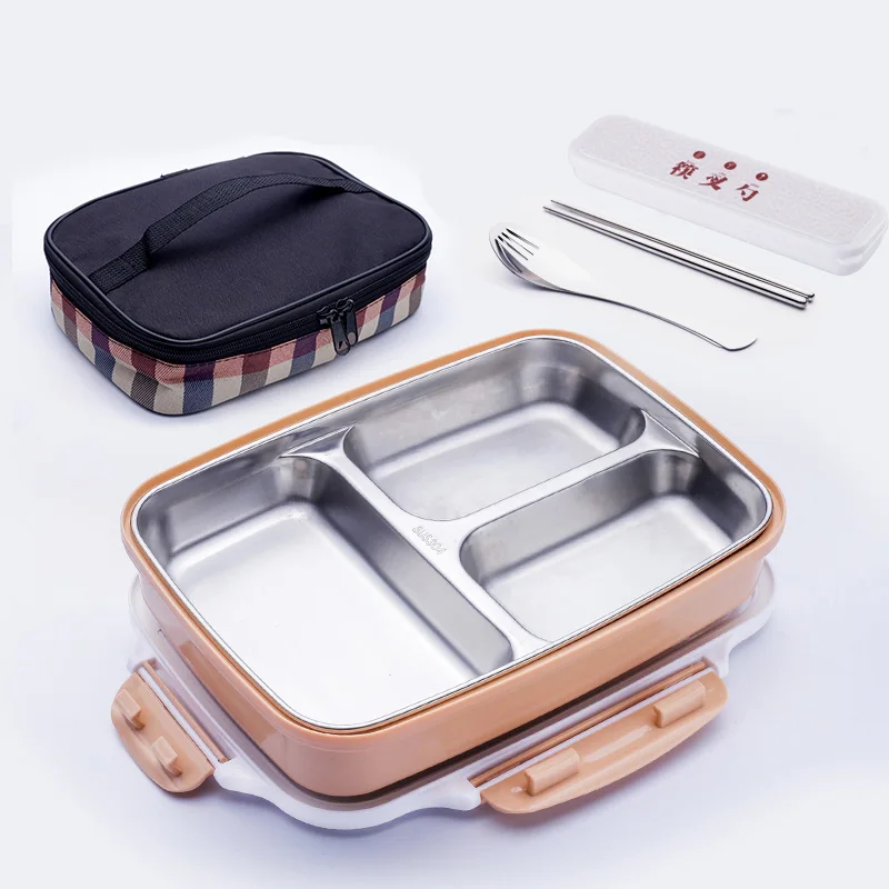304 нержавеющая сталь микроволновая печь Ланч Bento коробки для школы детей взрослых Портативный пищевой контейнер изысканные Япония Китай обеденные наборы - Цвет: 3 Lattice Pink