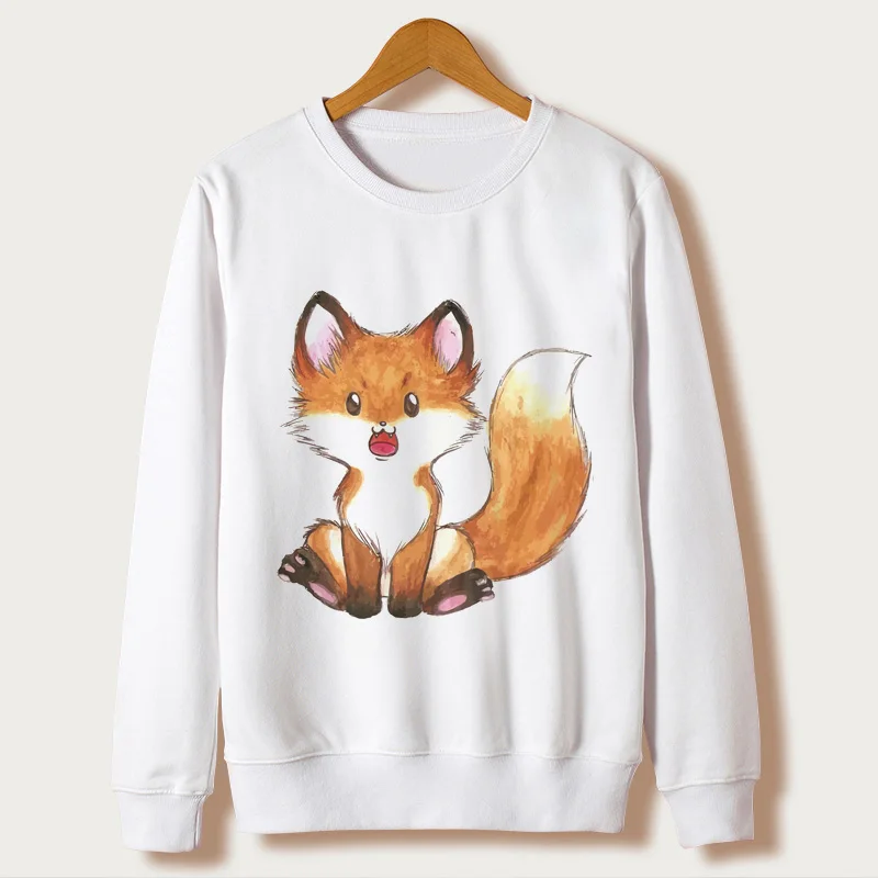 Harajuku Hoodie 2018 Spring Women Hoodies Sweatshirt long sleeve Fox Animal Cute Print moletom 