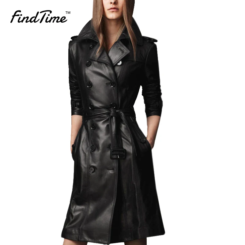 2016 Autumn and Winter Long sleeved Black Leather Jacket