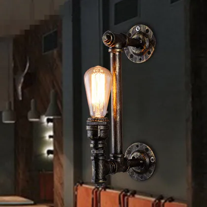 

Vintage Nostalgic Corridor Stairs Aisle Lighting Fixture American Simple Bronze Bar Pipe Wall Lamps