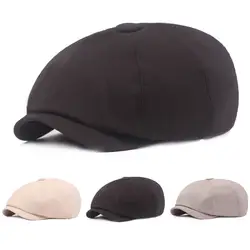 Для мужчин Для женщин однотонные Цвет шляпа в стиле Гэтсби Повседневное Cabbie гольф шапки для вождения с закруглёнными краями и пуговицей