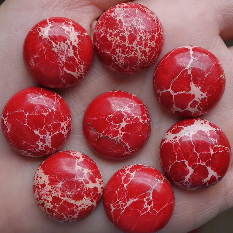10Pcs/lot 20x8mm Free Shipping Round Sea Sediment Stone CAB Cabochon Beads Man Woman Jewelry | Украшения и аксессуары
