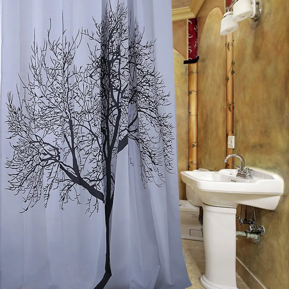 morden nature scene shower curtain black tree design nature design curtains