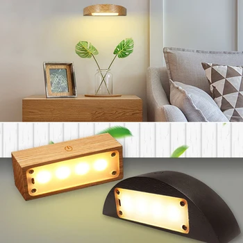 

Creative Wooden Bedroom Decoration Warm Light LED USB Rechargeable Touch Night Light Desk Table Lamp