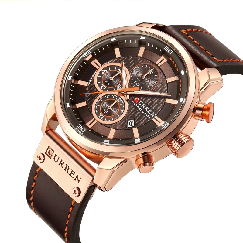 

Luxury Brand Curren Analog Quartz Watch Men Chronogragh Waterproof Date Leather Strap Military Relogio Masculino Mens Watches