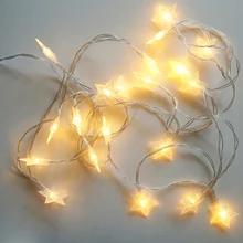 Светодиодный гирлянда с питанием от аккумулятора, пятиконечная звезда, Сказочная гирлянда, 2 м/3 м/5 м/10 м/20 м, гирлянда для новогоднего свадебного украшения