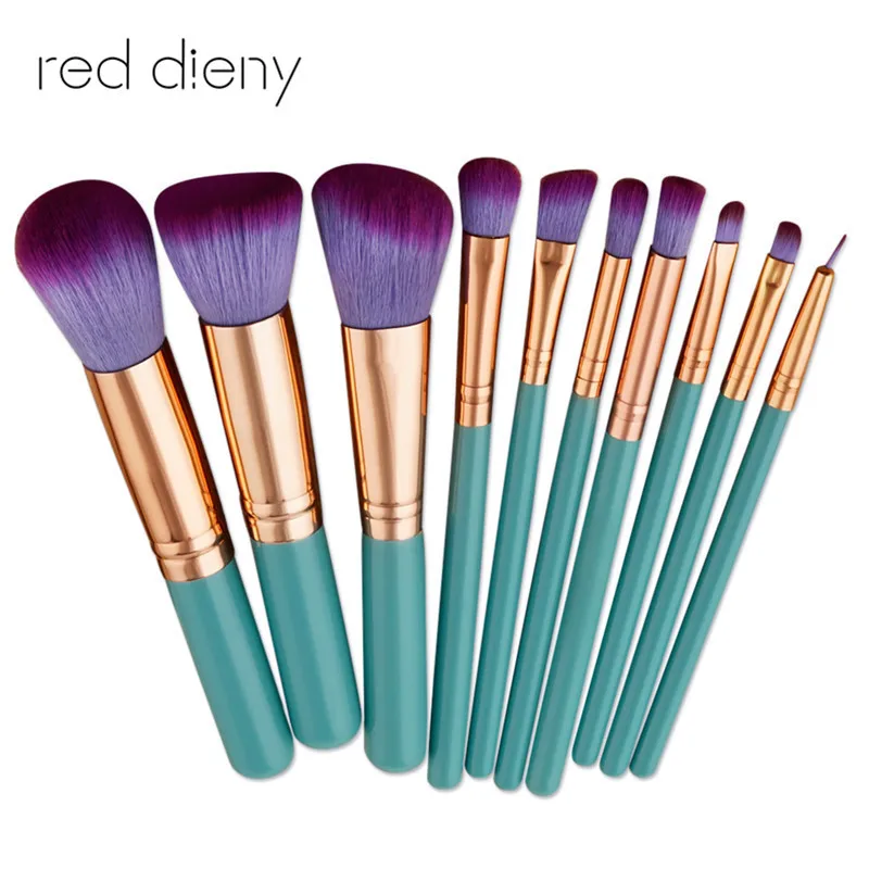 

10Pcs Professional Makeup Brushes Set Powder Foundation Eye Shadow Beauty Face Blusher Cosmetic Brush Blending Tools