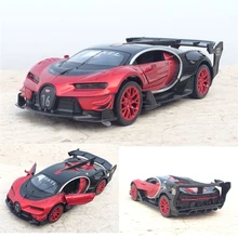1:32 Масштаб Bugatti Veyron литая под давлением модель автомобиля игрушечный электронный автомобиль с вытягивающимся назад светильник детские игрушки подарок
