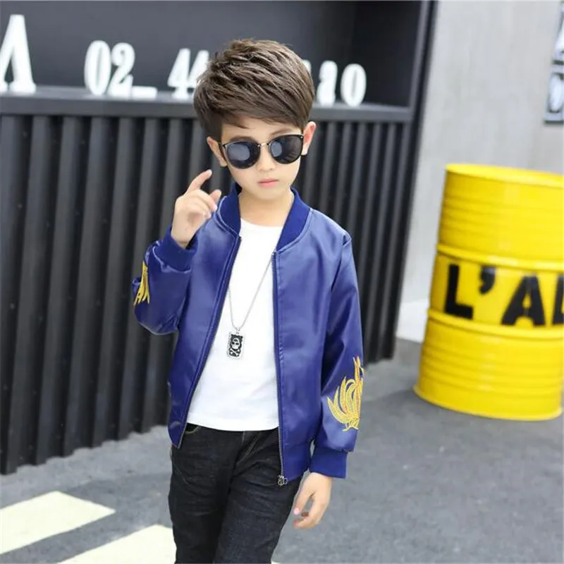 

BibiCola Boys Leather Jacket Boys Casual Black Solid Children Outerwear Kids Girls Coats Spring Leather Jackets 2018 New