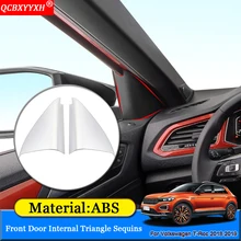 Автомобильный Стайлинг ABS Автомобильная передняя дверь внутренняя треугольная наклейка блестки аксессуары для декорирования машины подходит для Volkswagen T-Roc