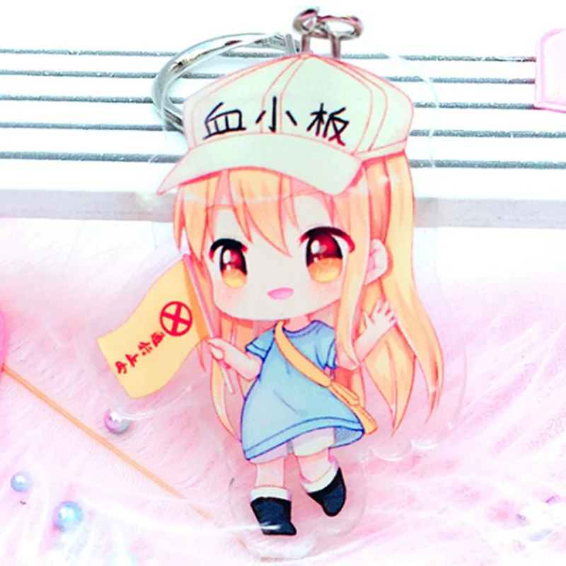 

Anime Cells At Work Acrylic Toy Figure Double Side Keychain Keyring