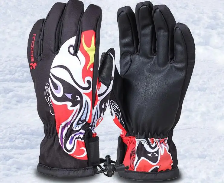 Ветрозащитный профессиональные лыжные перчатки теплые перчатки для зимних видов спорта на открытом воздухе - Цвет: Черный