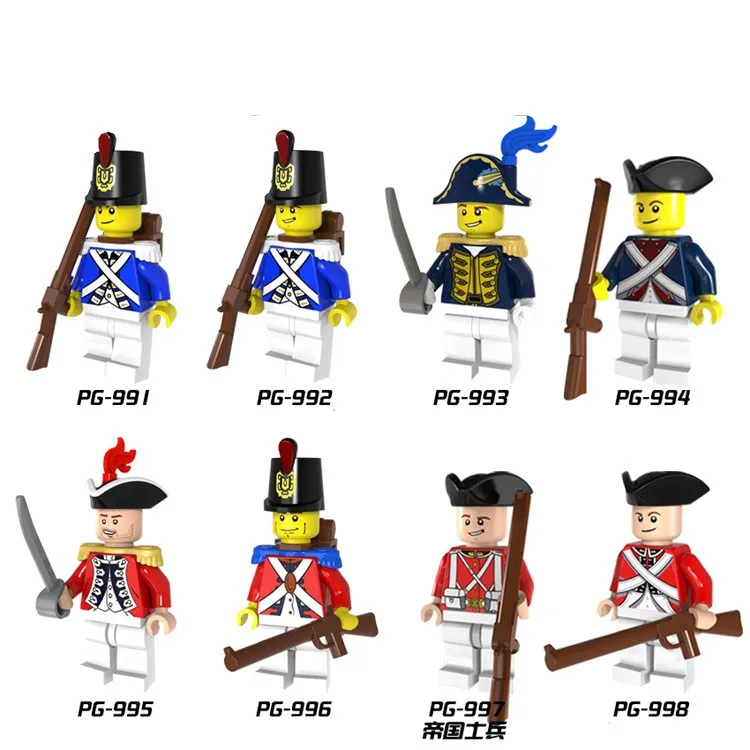 

8pcs/1lot Imperial Redcoat Army Military Soldier Kids Building Blocks Toys #076 Children DIY Blocks Compatible With Legoingly