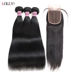 Lolly Peruvian Straight Hair 3 Bundles With Closure Double Weft Non Remy Human Hair Bundles With Lace Closure Free Shipping Lolly Peruvian Straight Hair 3 Bundles With Closure Double Weft Non Remy Human Hair Bundles With Lace Closure Free Shipping