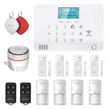 Wolf-Guard DIY LCD GSM SMS RFID Wireless Home Alarm Security Burglar System App Control Door/Window Sensor PIR Motion Detector