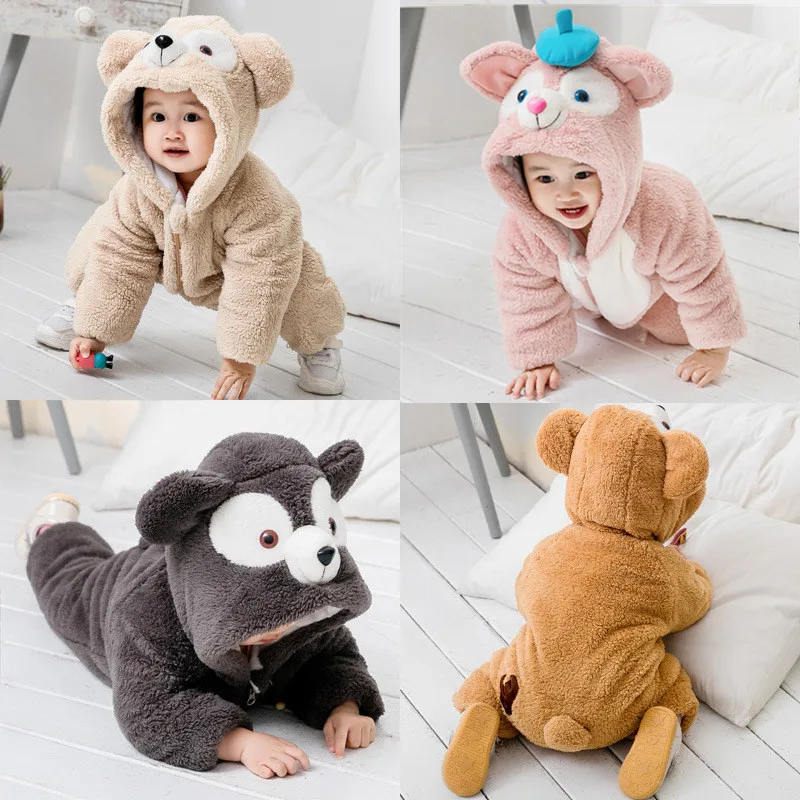 

2018 Winter Baby Romper Cartoon Animal Bebe Romper Hooded Infants Warm Pajamas Christmas Baby Jumpsuit Animal Hooded 6M-3T