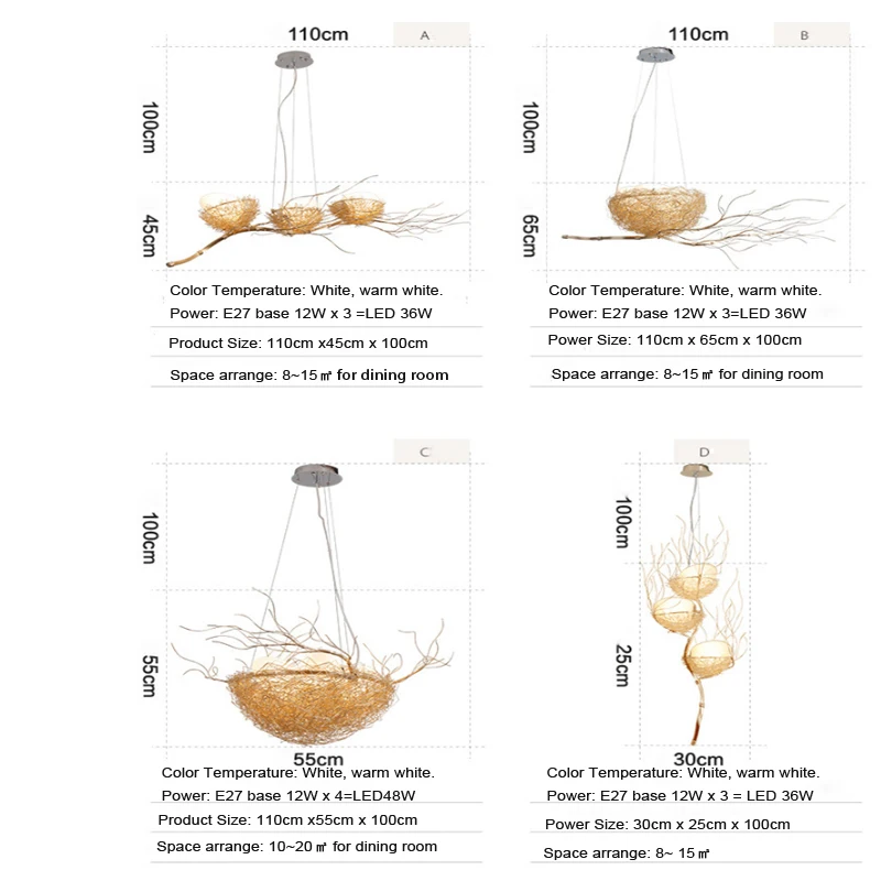 Chandelier led light-birdnest lightart-5