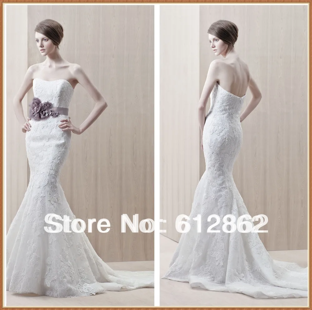 Vestido De Noiva De Renda New Arriving Strapless Low Back Lace