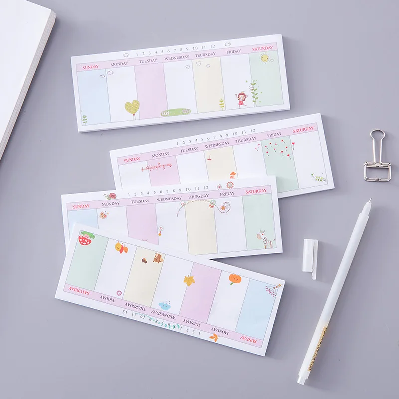 Kawaii Week Plan Sticky Note милый креативный планировщик сообщений наклейки канцелярские товары необычные школьные офисные товары для учебы блокнот