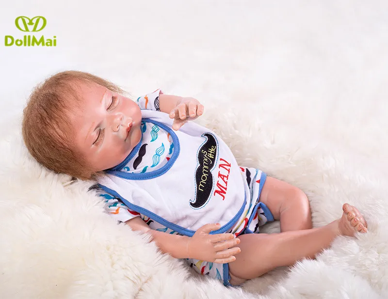 

Soft Silicone Vinyl Dolls 50cm Doll Reborn Baby boy rooted hair Handmade Cotton Body Lifelike Bebes reborn boneca juguetes