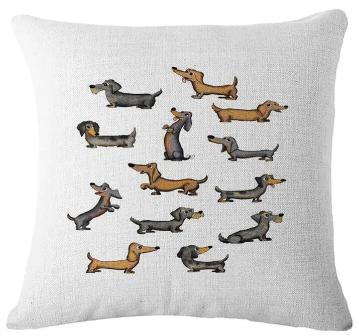 Dachshund Cushion Cover Dog Printing Linen Throw Pillows Car Sofa Pillow Cover Home Decorative Pillowcase decorativos cojines