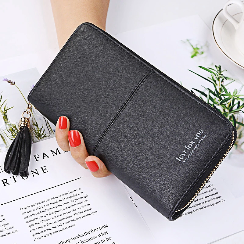 

Women Clutch Wallets New Fashion Casual Sweat PU Leather Purses Two Fold Long Zipper Ladies Coin Bag Card Holder Pouches