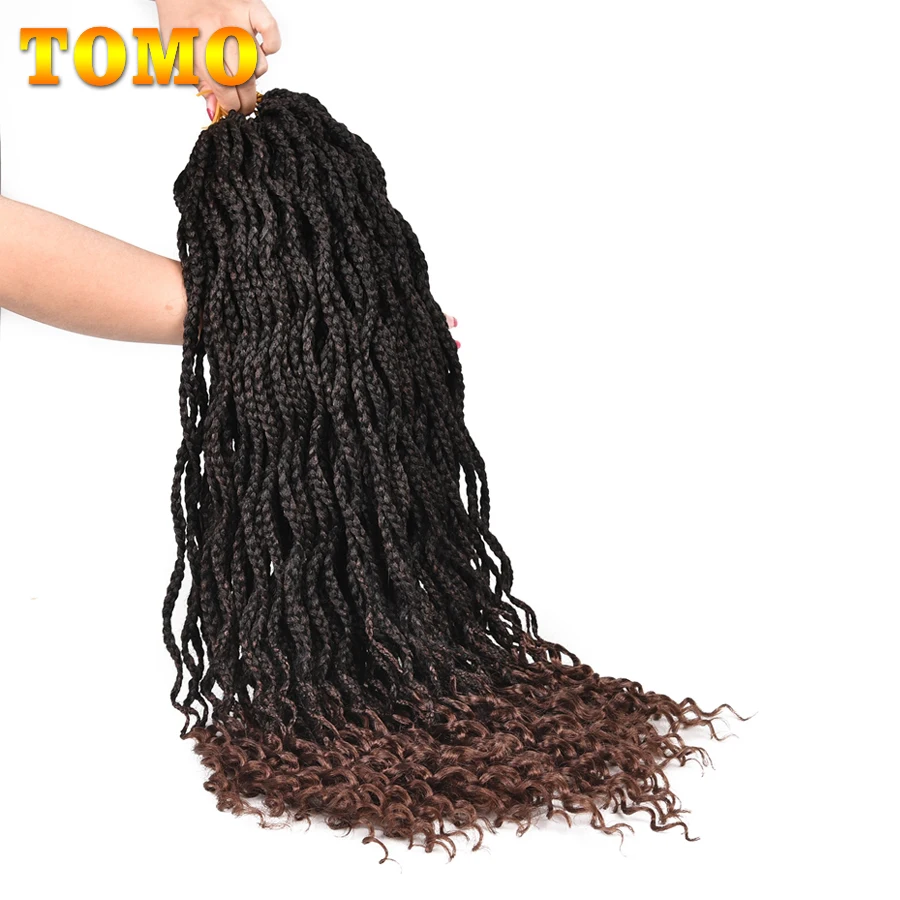 

TOMO Synthetic Box Braids Crochet Braids 24Roots Hair Extensions 18" 24" Ombre Braiding Hair Black Blond Tbug