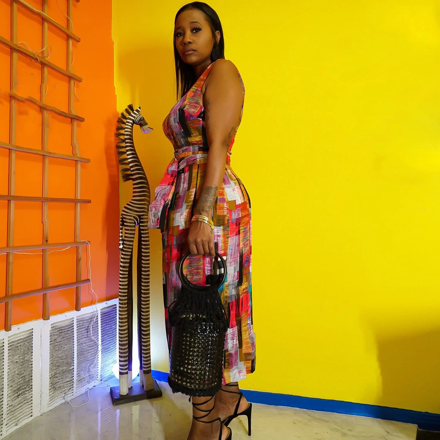 Ancient Style Painted Long Ankle-length Pants Sling V-neck Backless Loose Ladies Jumpsuit High Waist Temperament AL043 Ancient Style Painted Long Ankle-length Pants Sling V-neck Backless Loose Ladies Jumpsuit High Waist Temperament AL043