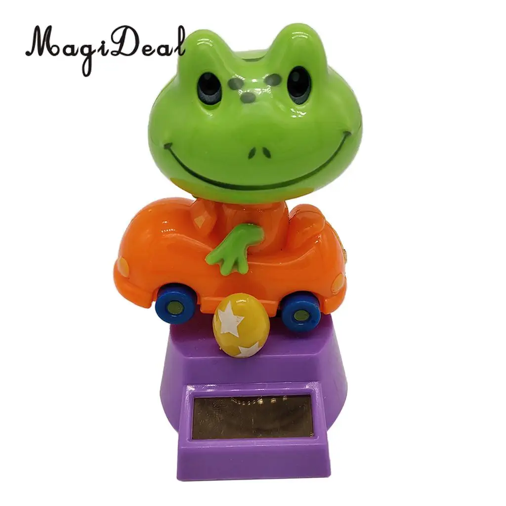 Cartoon Solar Powered Frog Driver Animal Figurine - Dancing Swing Model Kids Educational Toy Car Desk & Festival Decor