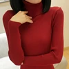 PEONFLY Autumn Elastic Long Sleeve Sweaters Female Pullover Turtleneck Women Pullovers Jumper Streetwear Knitted Tops BLACK RED ► Photo 2/6