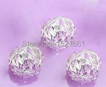 

20 Silver Plated Hollow Twist Ball Wire Beads 18mm 001150 *bead caps toggle clasp brooch findings connector charms