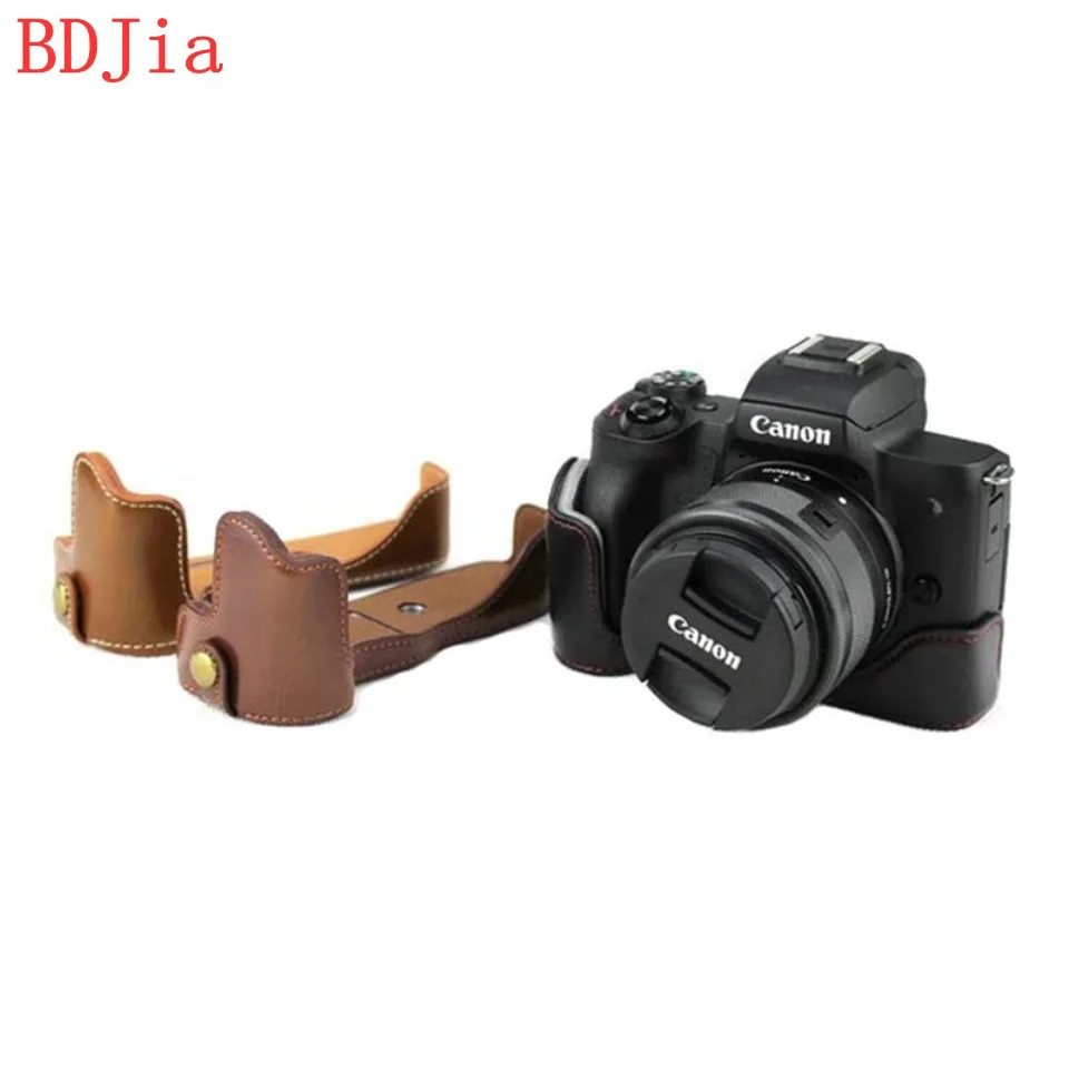 

2018 Newest Camera Bag Case For Canon EOS M50 EOS Kiss M PU Leather Half Body Set Cover With Battery Opening