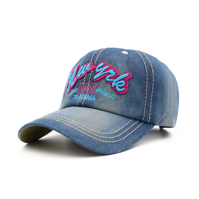 Новинка, Модная Джинсовая бейсболка, винтажная хип-хоп шляпа, весенне-летние женские повседневные Шапки, хлопковые спортивные унисекс, бейсболка Bone Snapba - Цвет: Blue