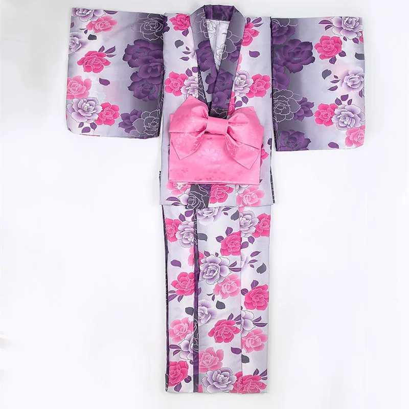 Японское традиционное хлопковое кимоно с Obi японский цветочный банный халат для женщин юката Пижама банный халат A52201 - Цвет: Kimono with Obi
