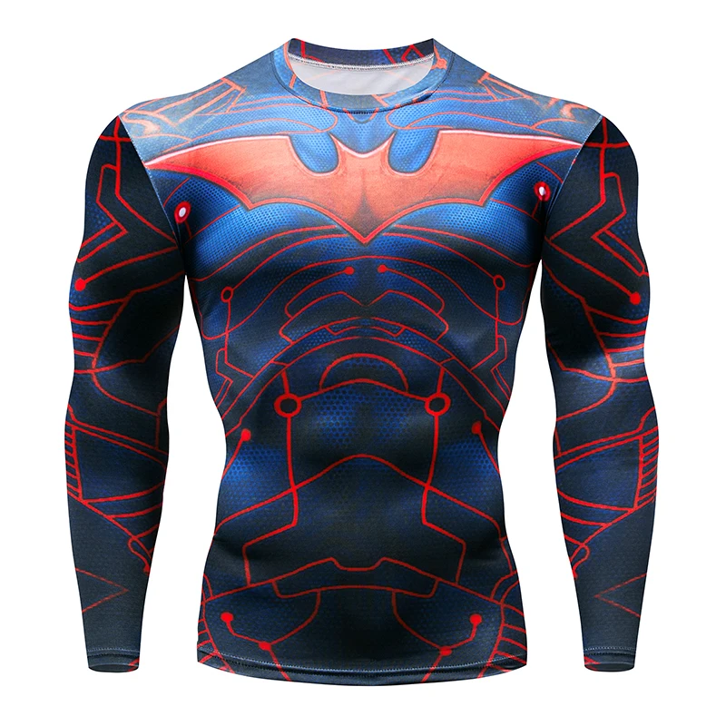 

Hot 3D Print Superhero Superman / Batman s Long-Sleeve T-Shirt G ym Compression Skinny Tops Fitness T-Shirt