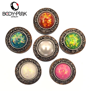 

BODY PUNK Double Flared Vintage Brown Natural Hand Carved Organic Wood Ear Expanders Tunnels Stretcher Body Piercing PLG 047