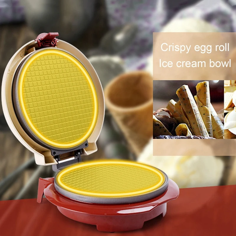 Electric Egg Roll Maker Crispy Omelet Mold Crepe Baking Pan Waffle Pancake Bakeware Ice Cream Cone Machine Pie Frying Grill Eu