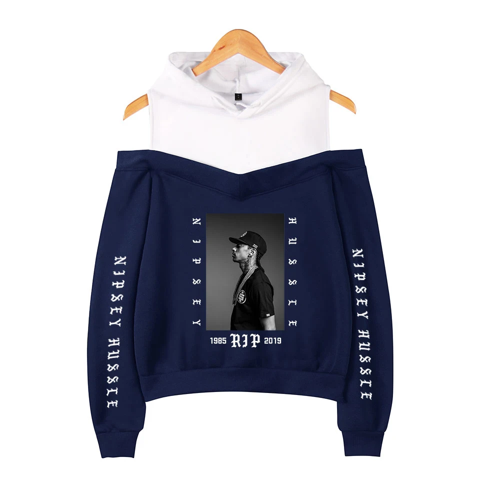 R.I.P Nipsey Hussle Off-Shoulder Women Hoodie Hooded Sweatshirt Harajuku Winter Women's Hoodies Exposed Pullovers High Street