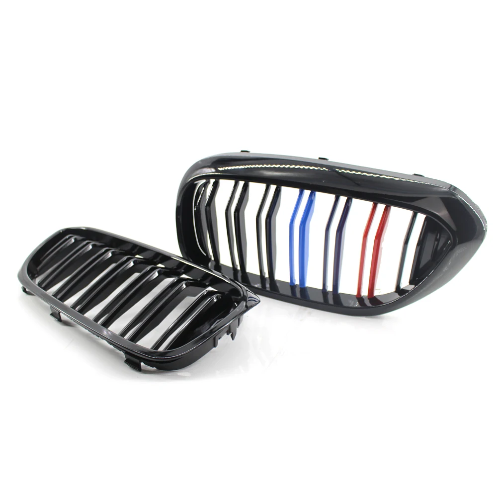 

2pcs For BMW 5 Series G30 G38 2018 Gloss Black M Color Front Kidney Double Slat Line Car Grill Grille Car-styling